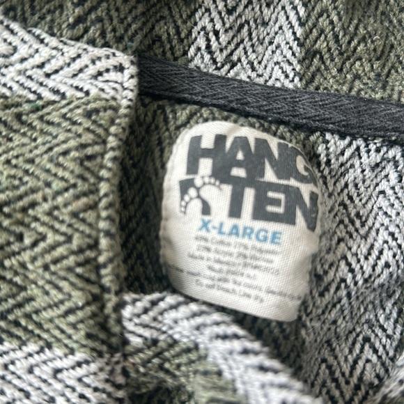 Hang Ten kids youth large  Gray and Olive green Striped Sweater poncho surfer - Picture 3 of 3